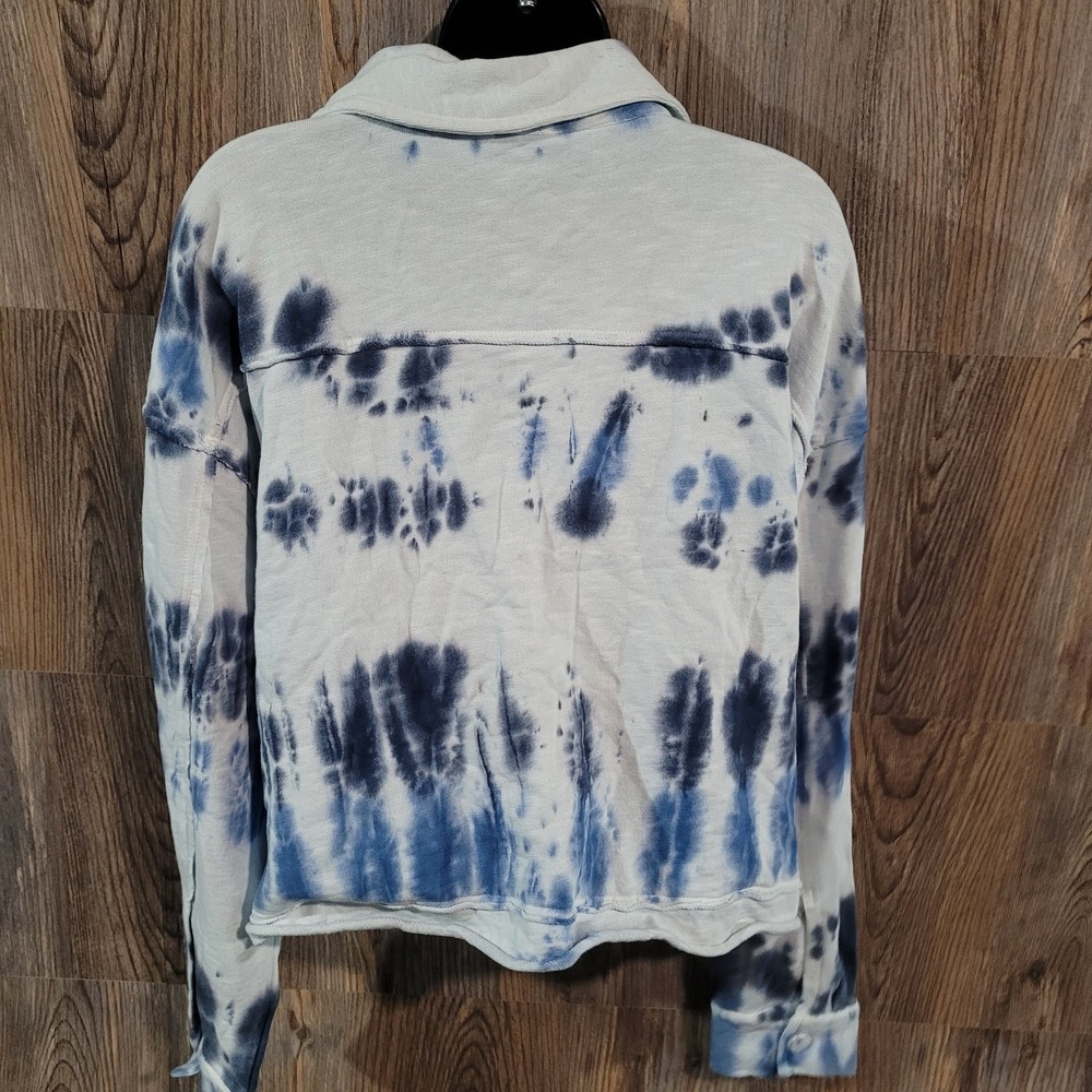 APNY Cropped Tie-Dye Jacket Sz XL White/Indigo 100% Cotton Hippie Festival READ - Picture 6 of 10